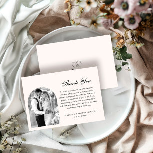 Cartão De Agradecimento Foto Formal Preto e Branco   Casamento com Letra E