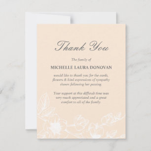 Cartão De Agradecimento Foto Funeral Chic Obrigado Nota Blush Magnolia