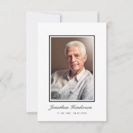 Cartão De Agradecimento Foto Funeral De Script Branco E Preto Elegante