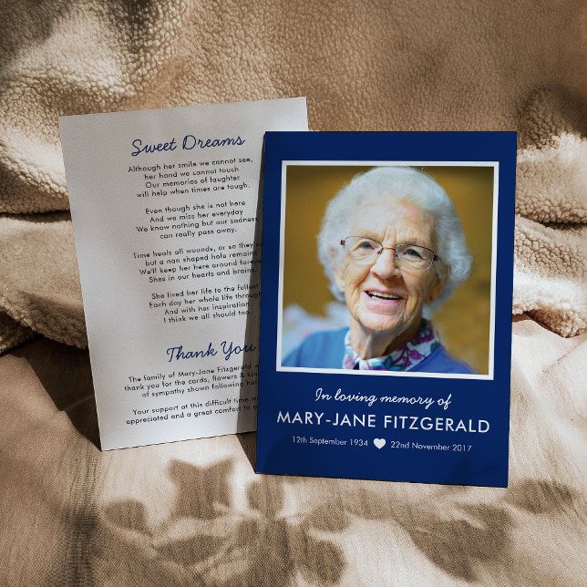 Cartão De Agradecimento Foto Funeral Obrigado | Marinho Na Memória Amante (Criador carregado)