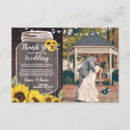 Cartão de Agradecimento Foto Jar Sunflower Rustico