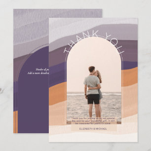 Cartão De Agradecimento FOTO Laranja Roxo Contemporânea Striped OBRIGADA