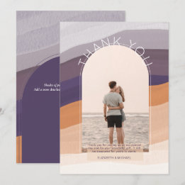 Cartão De Agradecimento FOTO Laranja Roxo Contemporânea Striped Obrigado