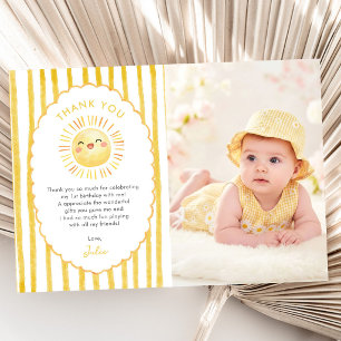 Cartão De Agradecimento Foto Listras Amarelo Sol Aniversário