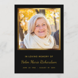 Cartão De Agradecimento Foto Memorial Dourado Simpatia Obrigado