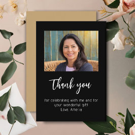 Cartão De Agradecimento Foto minimalista moderna Aniversário