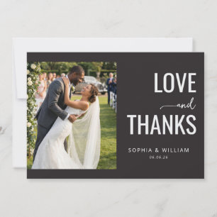 Cartão De Agradecimento Foto Minimalista Romântica Marrom Escuro