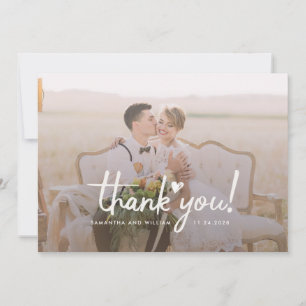 Cartão De Agradecimento Foto Moderna Casamento Manuscrito Obrigado