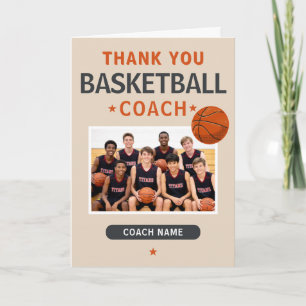 Cartão De Agradecimento Foto Moderna da Equipe de Basquete Treinador