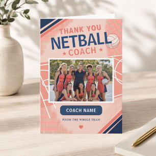 Cartão De Agradecimento Foto Moderna da Equipe de Netball Treinador