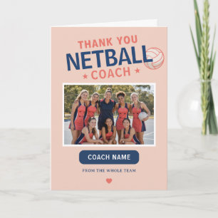Cartão De Agradecimento Foto Moderna da Equipe de Netball Treinador