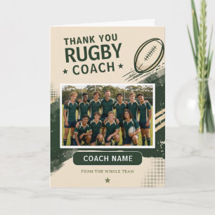 Cartão De Agradecimento Foto Moderna da Equipe de Rugby Treinador