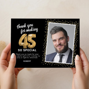 Cartão De Agradecimento Foto moderna de 45º aniversário