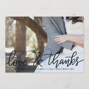 Cartão De Agradecimento Foto moderna do casal do amor e dos obrigados