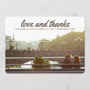 Cartão De Agradecimento Foto moderna do casal do amor e dos obrigados