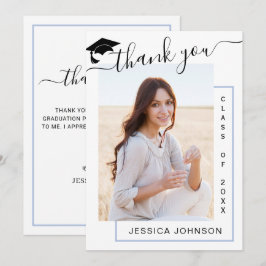 Cartão De Agradecimento FOTO Moderna e Simples de Graduação Minimalista