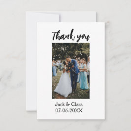 Cartão De Agradecimento Foto moderna elegante simples casamento obrigado 