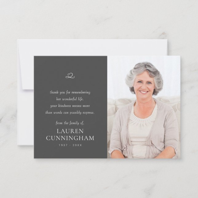 Cartão De Agradecimento Foto moderna minimalista memorial (Frente)