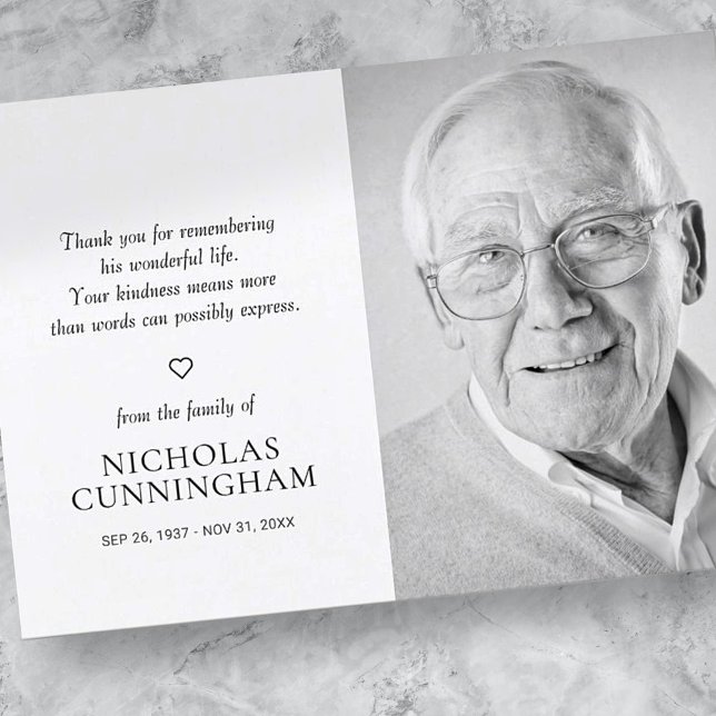 Cartão De Agradecimento Foto Moderna Simples Memorial (Criador carregado)