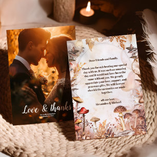 Cartão De Agradecimento Foto: Mushroom Toadstool Casamento de Floresta Enc