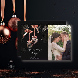 Cartão De Agradecimento FOTO OBRIGADA | Bolhas cor-de-rosa-inverno e Onyx