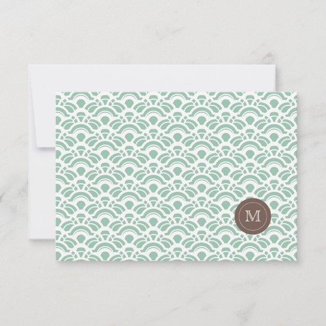 Cartão De Agradecimento Foto Obrigado Light Jade Pattern & Monograma (Frente)