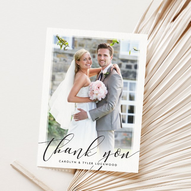 Cartão De Agradecimento FOTO OBRIGADO VOCÊ, elegante guião, caligrafia neg (Criador carregado)