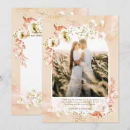 Cartão De Agradecimento Foto oral Floral do Peach Coral Moderno, OBRIGADO