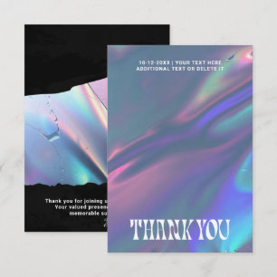 Cartão De Agradecimento Foto ou Logotipo Holográfico Groovy Retro Grunge