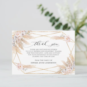 Cartão De Agradecimento Foto: Pampas Florais Rosa Grass Em Memória Adoráve