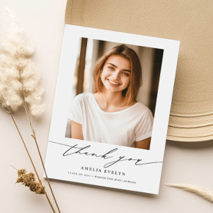 Cartão De Agradecimento Foto para Graduação da Modern Minimal Calliografia