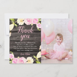 Cartão De Agradecimento Foto Personalizada De Aniversário Da Rapariga Flor