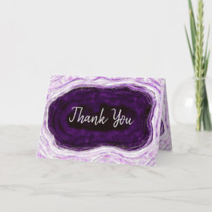 Cartão De Agradecimento Foto personalizada de casamento Ametyst Purple & S