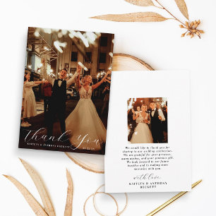 Cartão De Agradecimento Foto Personalizada De Casamento De Caligrafia Eleg