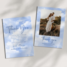 Cartão De Agradecimento Foto Personalizada De Casamento De Nuvens Brancas