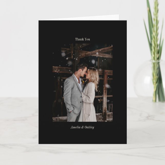 Cartão De Agradecimento Foto personalizada de casamento elegante de chic p (Frente)