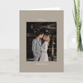 Cartão De Agradecimento Foto Personalizada De Casamento Elegante De Taupe 