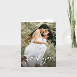 Cartão De Agradecimento Foto personalizada de casamento simples e moderna