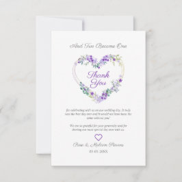 Cartão De Agradecimento Foto Personalizada de Coração de Cor de Água Flora