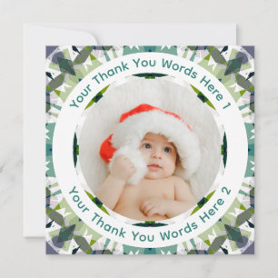 Cartão De Agradecimento Foto Personalizada de Natal Divertido Moderno Verd