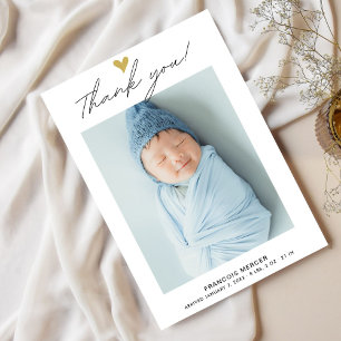 Cartão De Agradecimento Foto personalizada de recém-nascidos com script de