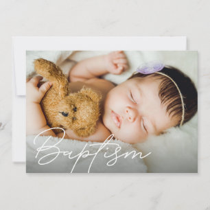 Cartão De Agradecimento Foto Personalizada de Script Baptism Moderno