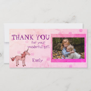 Cartão De Agradecimento Foto Personalizada de Unicórnio Agradecendo