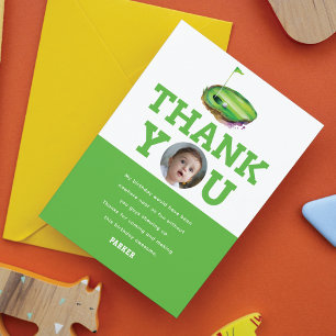 Cartão De Agradecimento Foto personalizada do primeiro aniversário de golf