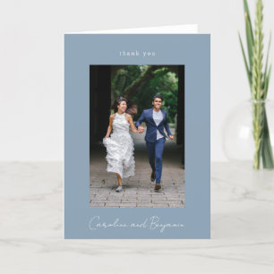 Cartão De Agradecimento Foto Personalizada Elegante Casamento Minimalista