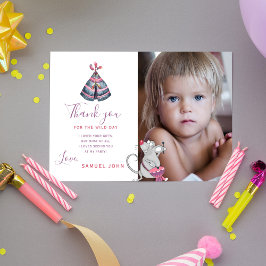 Cartão De Agradecimento Foto personalizada fofa de 1º aniversário do Wild