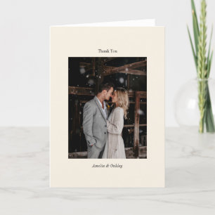 Cartão De Agradecimento Foto personalizada minimalista do casamento elegan