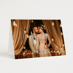 Cartão De Agradecimento Foto personalizada moderna de casamento personaliz