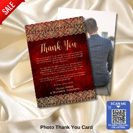 Cartão De Agradecimento Foto Personalizada Obrigado Dourado Lace Russo Ver