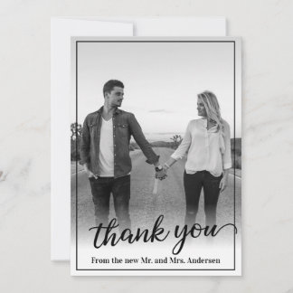 Cartão De Agradecimento Foto personalizada Quadro preto Obrigado